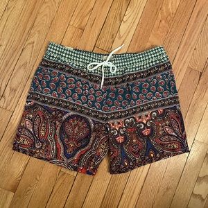 J Crew Paisley Swim Trunks Large 6” inseam
